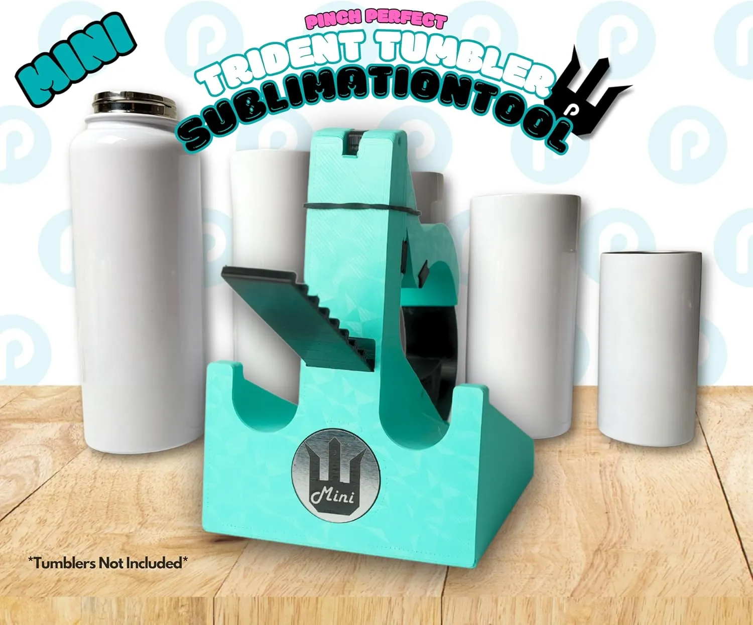 Pinch Perfect Mini Trident Adjustable Tumbler Sublimation Tool for 12oz-40oz Tumblers (Aqua)