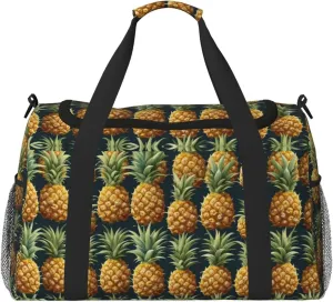 Pineapple print Weekender Overnight Carry On Bag Gym Luggage Bag Duffel Bag for Travel Women