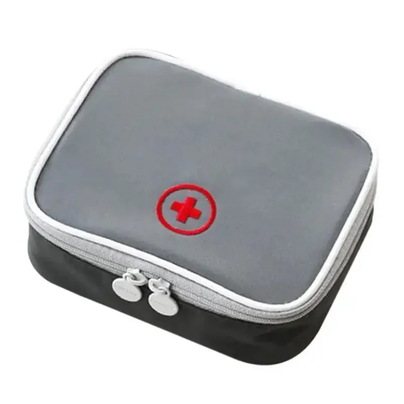 Pink Mini Portable Medicine Storage Bag Camping Emergency First Aid Kit Organizer Survival Home Outdoor Travel Pill Case Gray