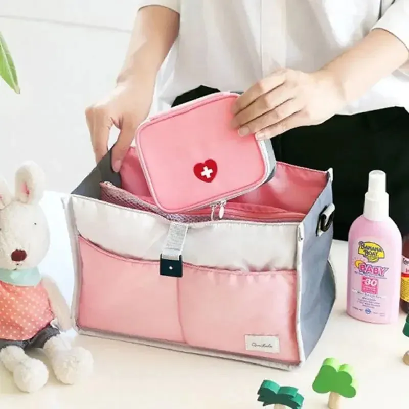 Pink Mini Portable Medicine Storage Bag Camping Emergency First Aid Kit Organizer Survival Home Outdoor Travel Pill Case Gray