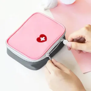 Pink Mini Portable Medicine Storage Bag Camping Emergency First Aid Kit Organizer Survival Home Outdoor Travel Pill Case Gray