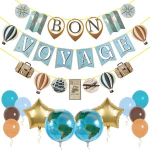 Pirese Bon Voyage Party Decorations, Bon Voyage Banner, Bon Voyage Party Supplies | Travel Party Decorations | Travel Themed Party Decorations | Travel Birthday Decorations | Farewell Going Away Party