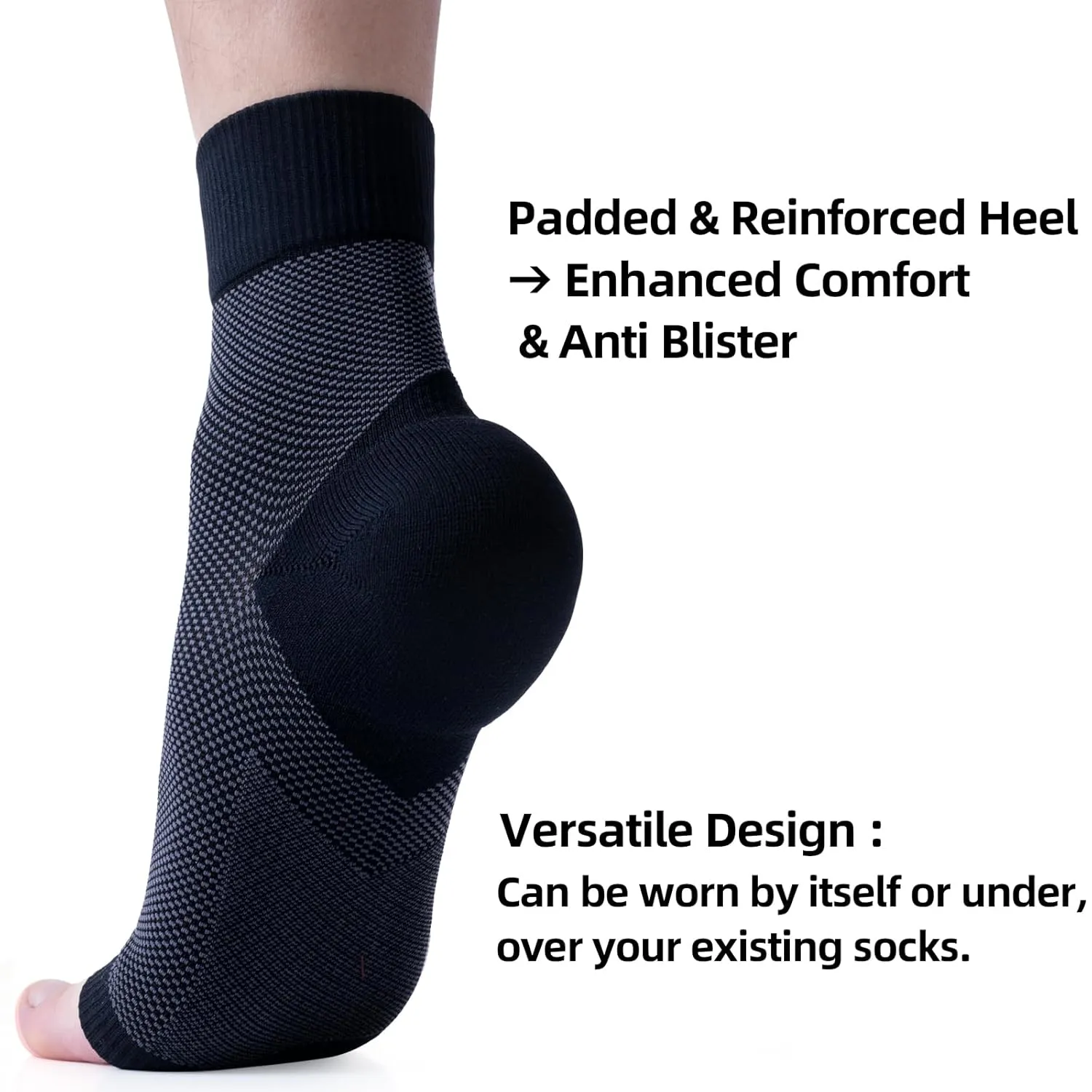 Plantar Fasciitis Sock (6 Pairs) with Cushioned Heel - Compression Foot Sleeves with Arch and Ankle Support - Achilles Tendonitis, Heel Spurs, Foot Fatigue, Sprain
