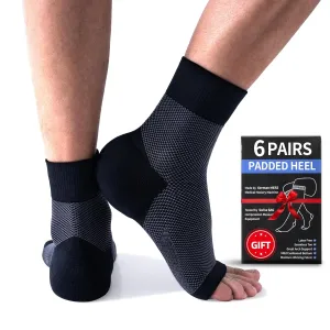 Plantar Fasciitis Sock (6 Pairs) with Cushioned Heel - Compression Foot Sleeves with Arch and Ankle Support - Achilles Tendonitis, Heel Spurs, Foot Fatigue, Sprain