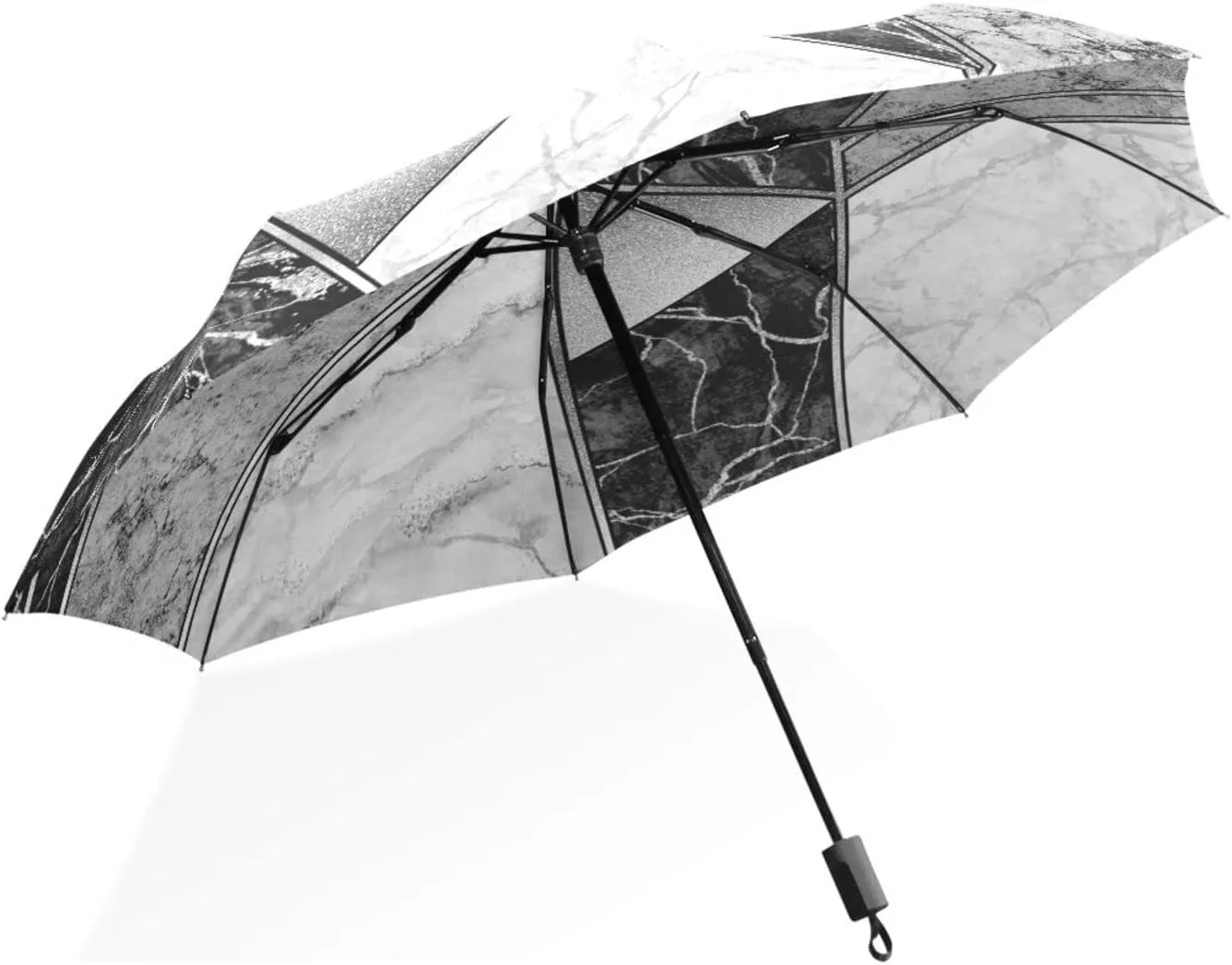 Poeticcity Rain Travel Umbrella, Hand Open Close Windproof Waterproof Folding Umbrella, Compact Canopy Strong Ray Parasol Umbrella