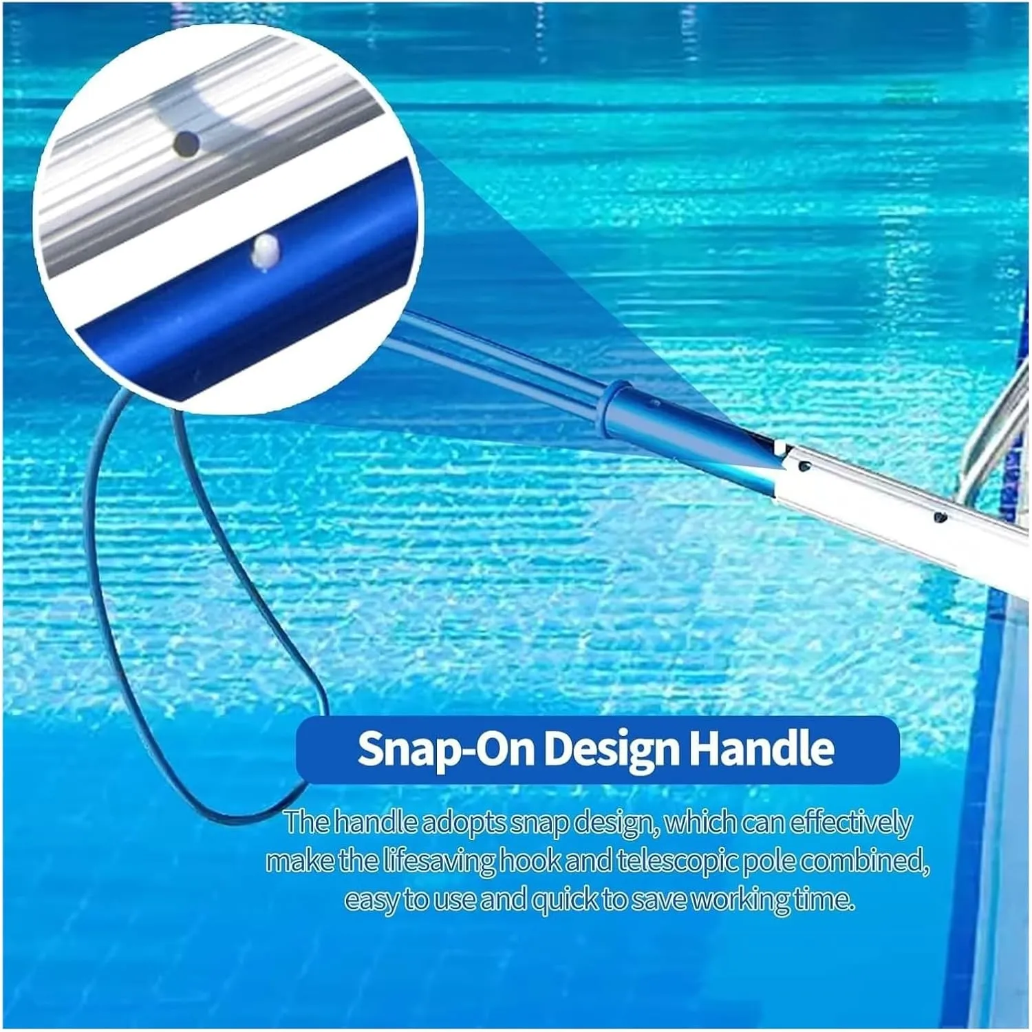 Pool Safety Hook,Swimming Pool Safety Hook, Aluminum Telescopic Pool Rescues Hook With Pole Swimming Safety Hook Pool Pole Life Saving Hook Rescues Equipment(Round Safety Hook 1m/3.3ft Telescopic Rod)