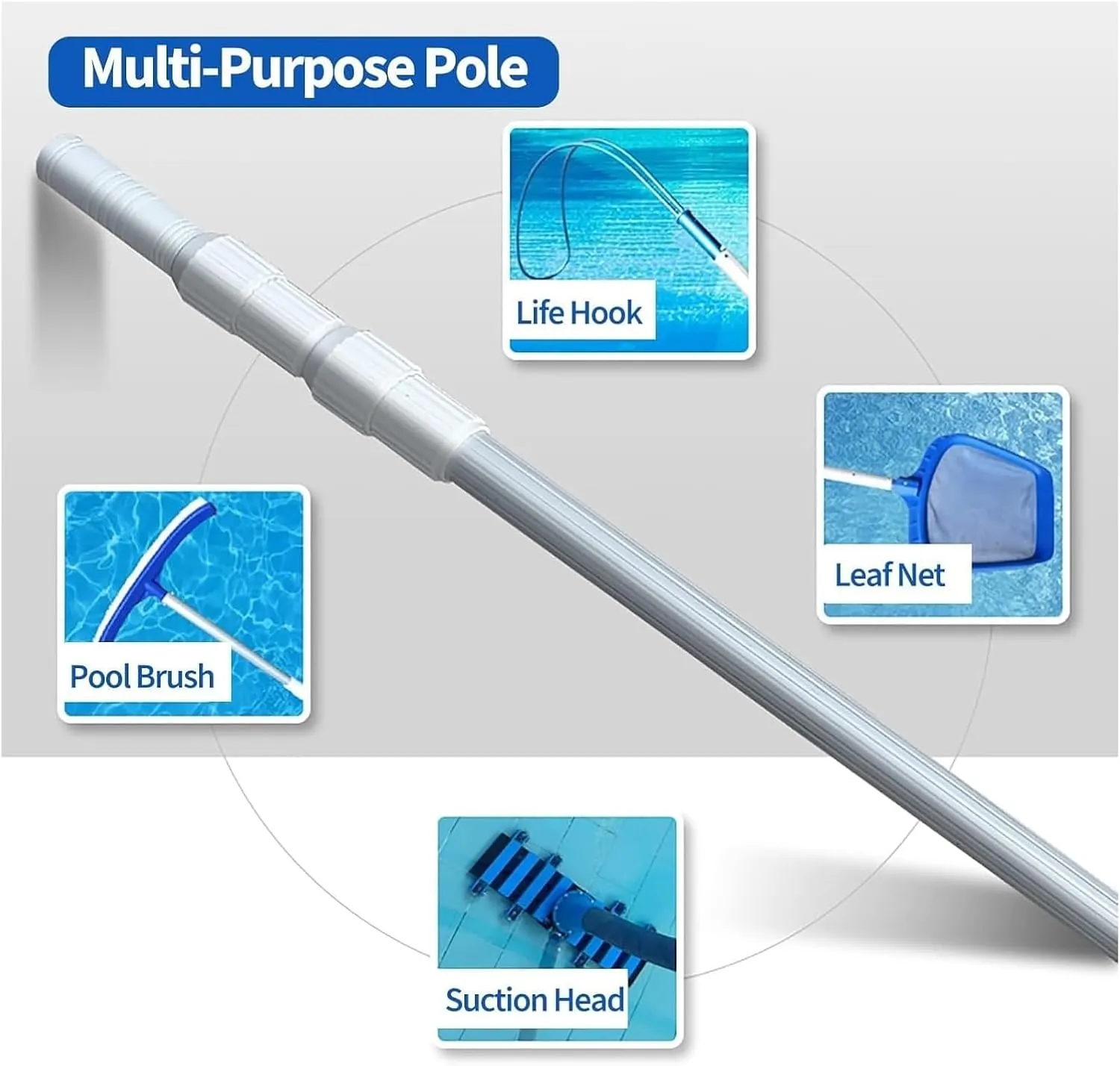 Pool Safety Hook,Swimming Pool Safety Hook, Aluminum Telescopic Pool Rescues Hook With Pole Swimming Safety Hook Pool Pole Life Saving Hook Rescues Equipment(Round Safety Hook 1m/3.3ft Telescopic Rod)
