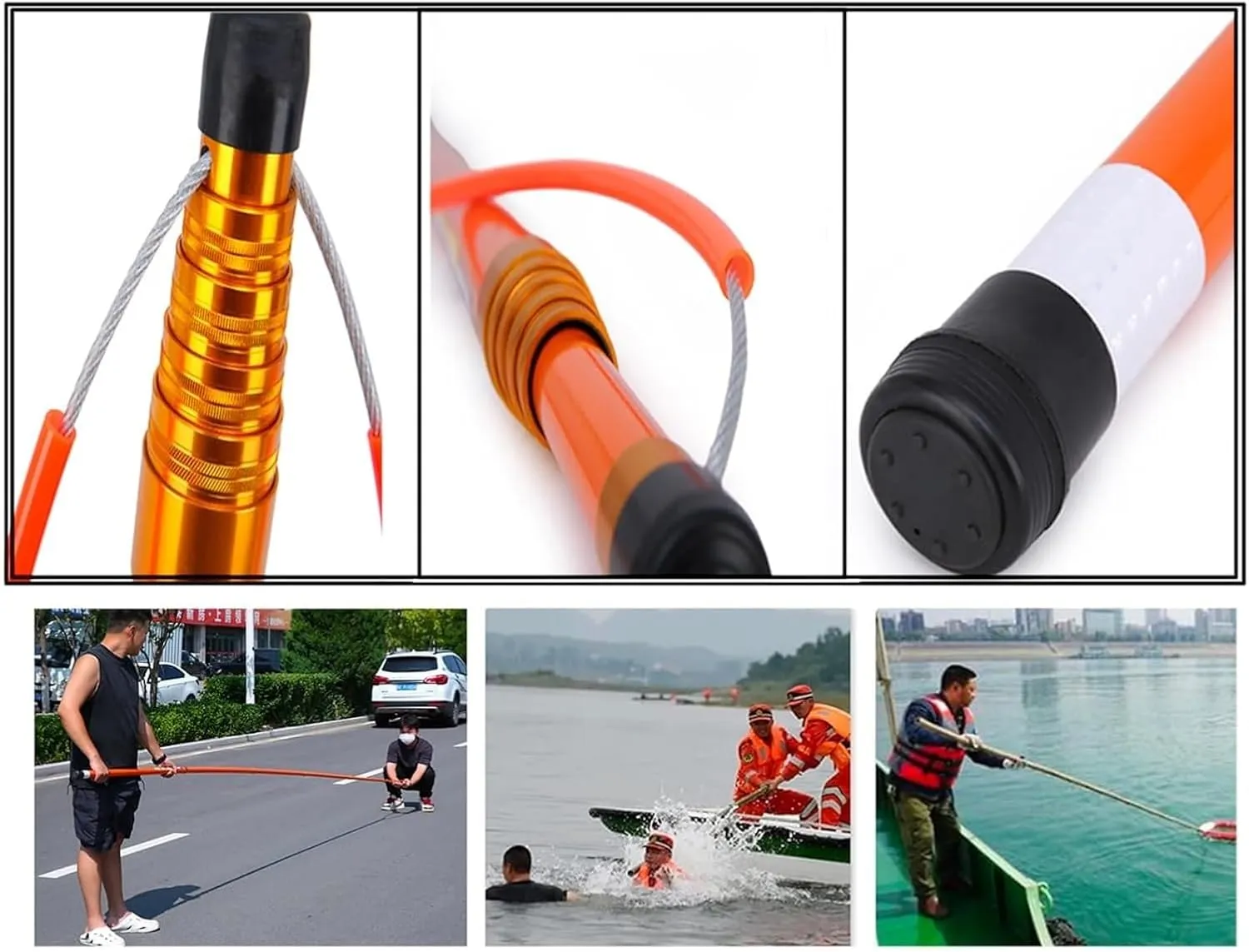 Pool Safety Hook,Swimming Pool Safety Hook, Telescoping Lifeguard Rescues Pole with Hook Heavy Duty Salvage Rods Emergency Life Preserving Saving Equipment Tool(1.2-4.5m(4.9ft-14.7ft))