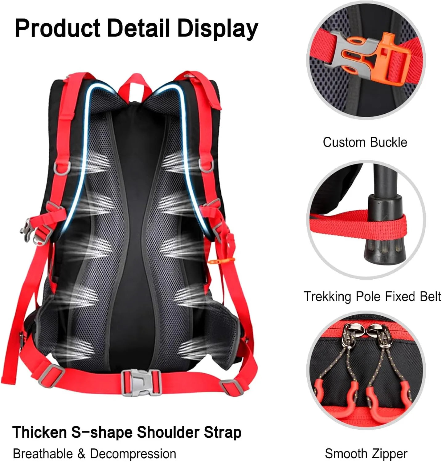 PORRASSO 50L Hiking Backpack Trekking Rucksack Waterproof Daypack Durable Backpack for Women Men Camping Cycling Climbing Outdoor Sports Green