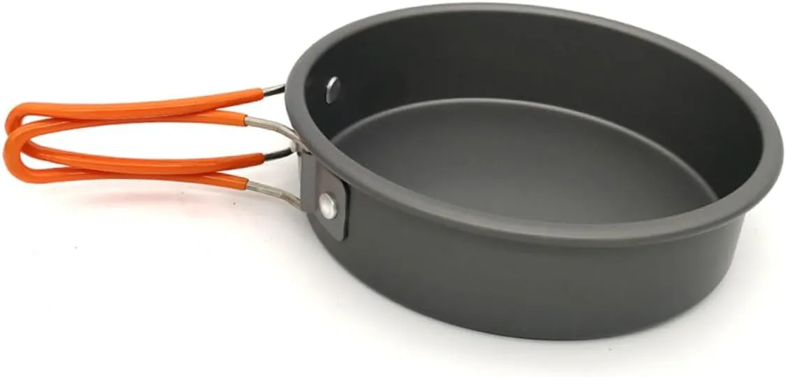 Portable Camping Cookware Travel Cooking Kit with Durable Anodized Pot Insulated Handles for People for