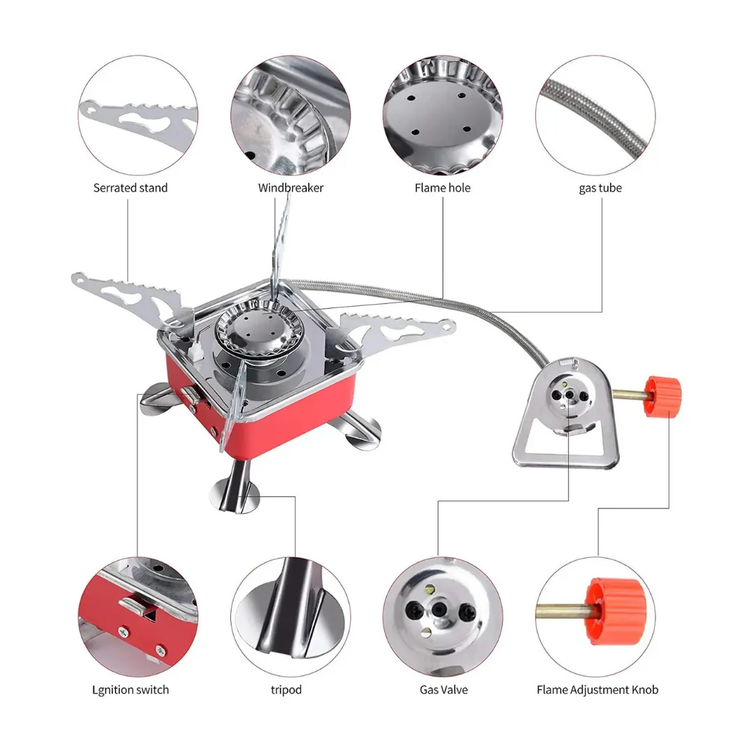 Portable camping Stove With Enhanced Security Gas Pipe