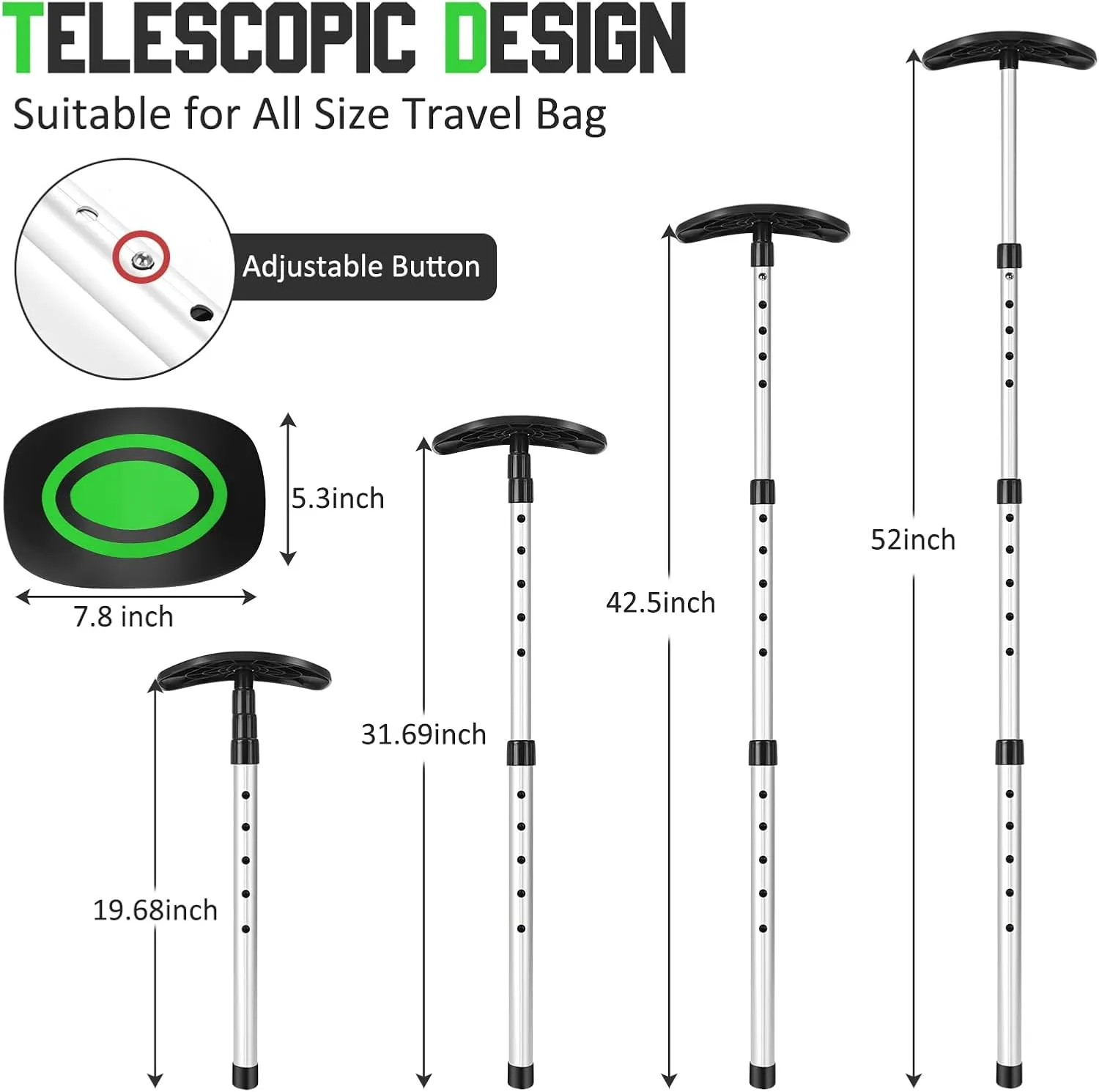 Portable Golf Travel Bag Support Pole, Umbrella Anti-Impact Support Cover Protector and Aluminum Alloy Rod, Golf Club Travel Bag Support System Protect Club