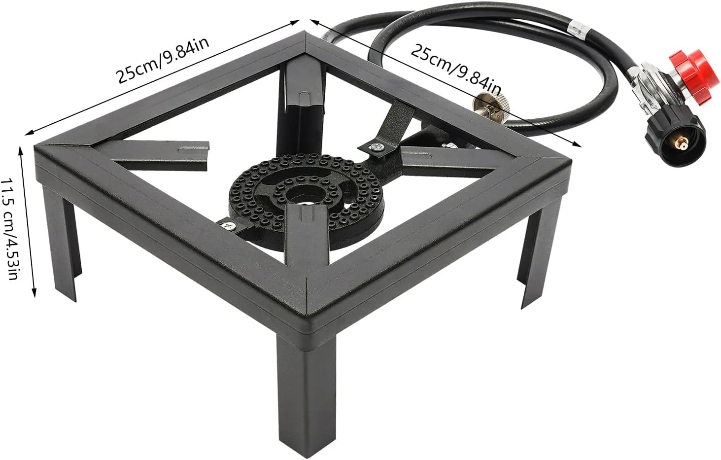 Portable Propane Burner - Single Camping Stove, Outdoor Stove Propane Burner with with Adjustable 0-20Psi Regulator Hose for Patio Camping, BBQ, Home Brewing, Turkey Fry, Maple Syrup Prep (Single)