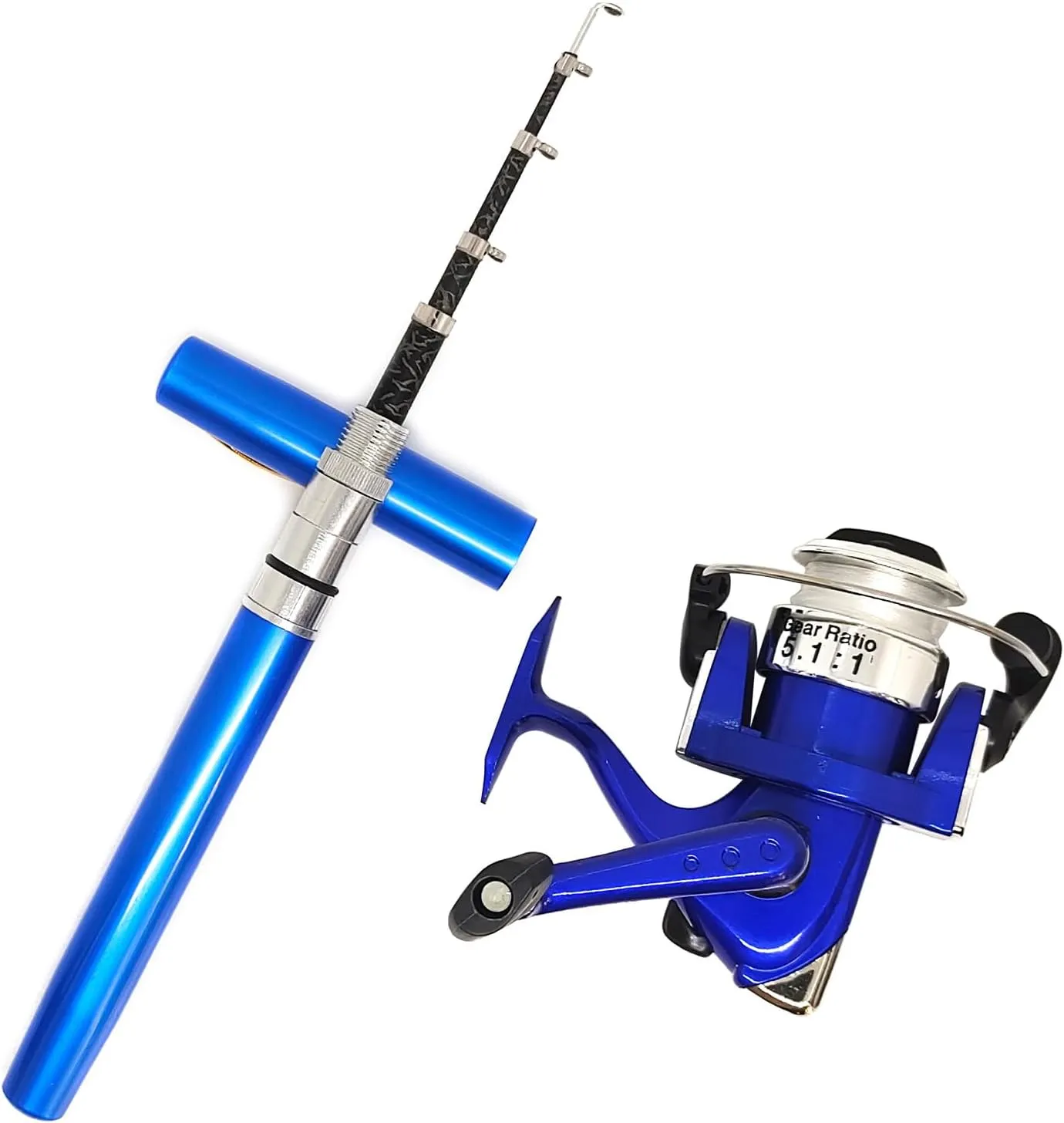 Portable Small Pen Fishing Rod Spinning Reel Combos, 38" 55" Compact Telescopic Fish Pole Kits for All Season Fishing in Rivers, Lakes, Ice, etc.