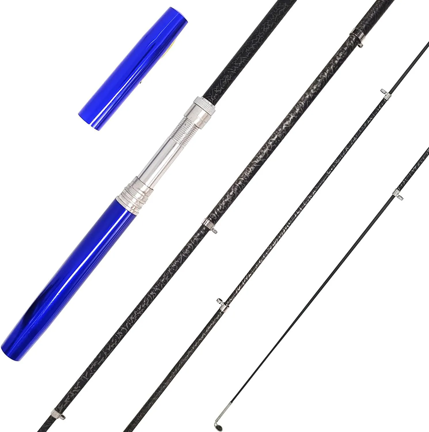 Portable Small Pen Fishing Rod Spinning Reel Combos, 38" 55" Compact Telescopic Fish Pole Kits for All Season Fishing in Rivers, Lakes, Ice, etc.