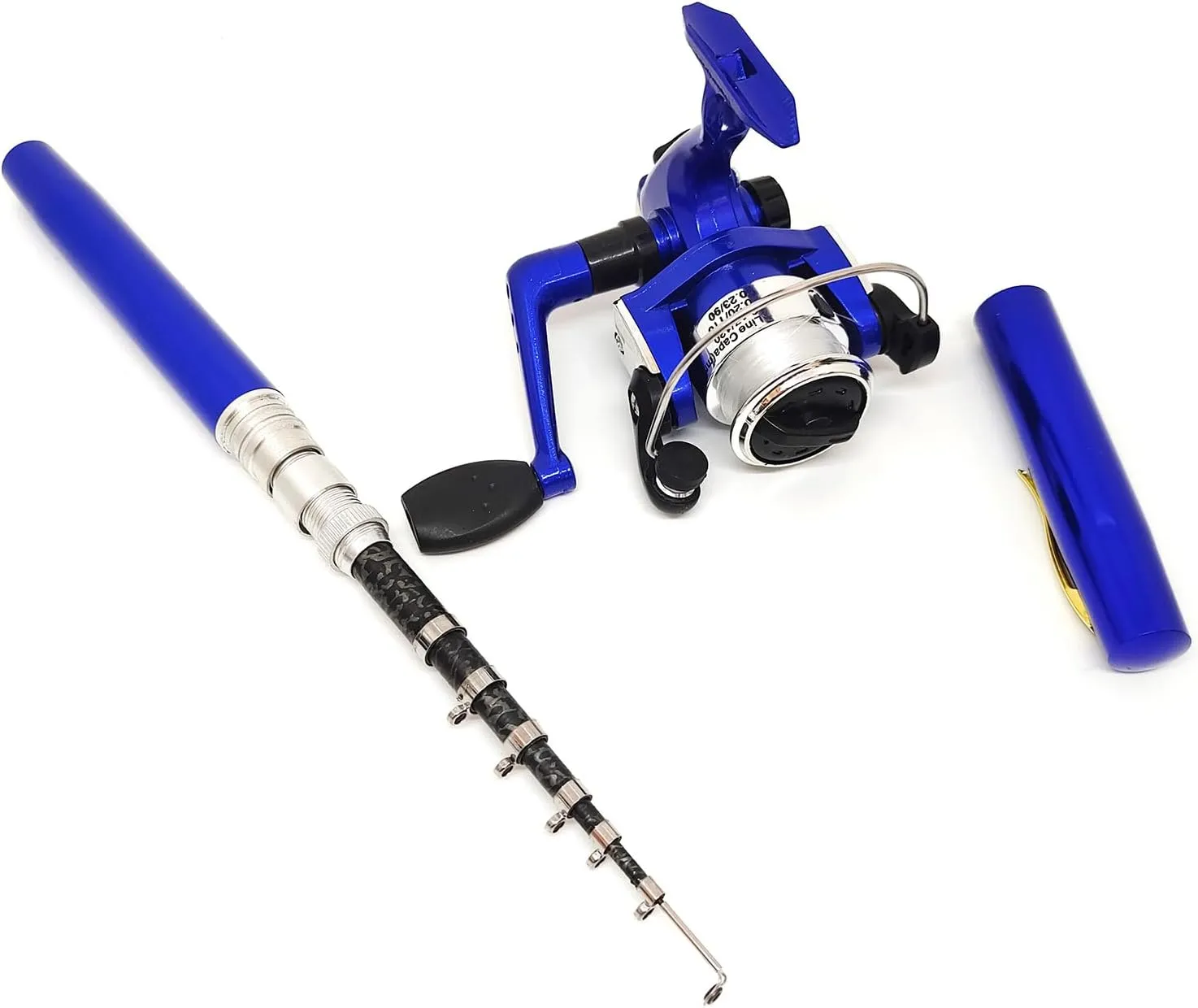 Portable Small Pen Fishing Rod Spinning Reel Combos, 38" 55" Compact Telescopic Fish Pole Kits for All Season Fishing in Rivers, Lakes, Ice, etc.