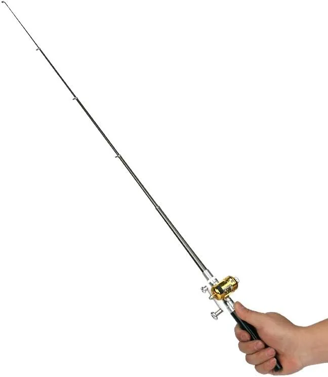 Portable Telescopic Mini Fishing Rod and Reel, Aluminum Alloy, Pen Shape, Pocket Size Fishing Rod,Aluminum Alloy Fishing Rod, Small Mini Pen Shape Fishing Rod