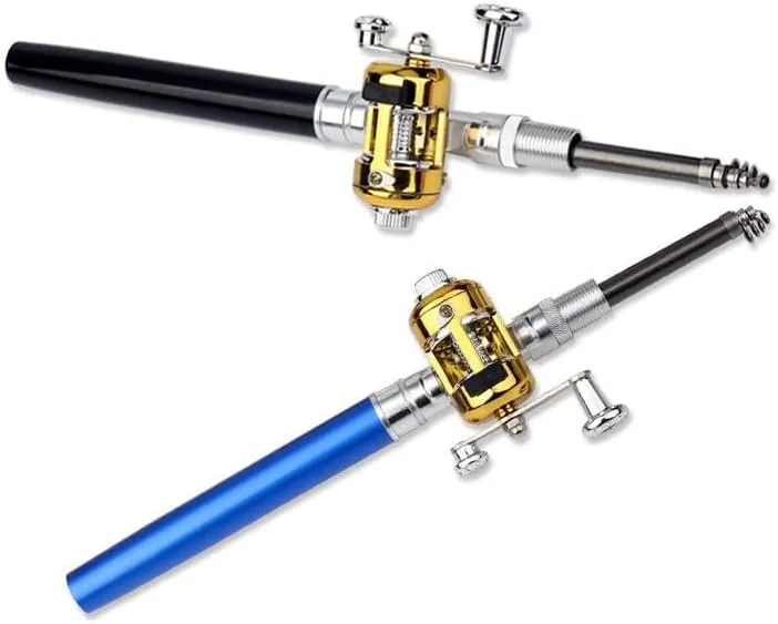 Portable Telescopic Mini Fishing Rod and Reel, Aluminum Alloy, Pen Shape, Pocket Size Fishing Rod,Aluminum Alloy Fishing Rod, Small Mini Pen Shape Fishing Rod