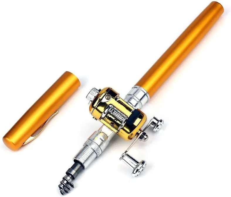 Portable Telescopic Mini Fishing Rod and Reel, Aluminum Alloy, Pen Shape, Pocket Size Fishing Rod,Aluminum Alloy Fishing Rod, Small Mini Pen Shape Fishing Rod
