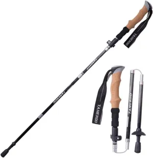 Portable Trekking Poles Collapsible Carbon Fiber Hiking Pole Walking Sticks Lightweight Telescopic with Quick Lock System for Camping Mountaining Backpacking Trekking ()