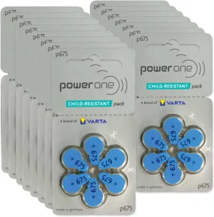 Power One Hearing aid Batteries Size 675 - p675 Battery for Hearing aid, Long-Lasting. Mercury-Free 1.45v zinc-air Hearing aid Batteries (90 Batteries) - Expire May-2028