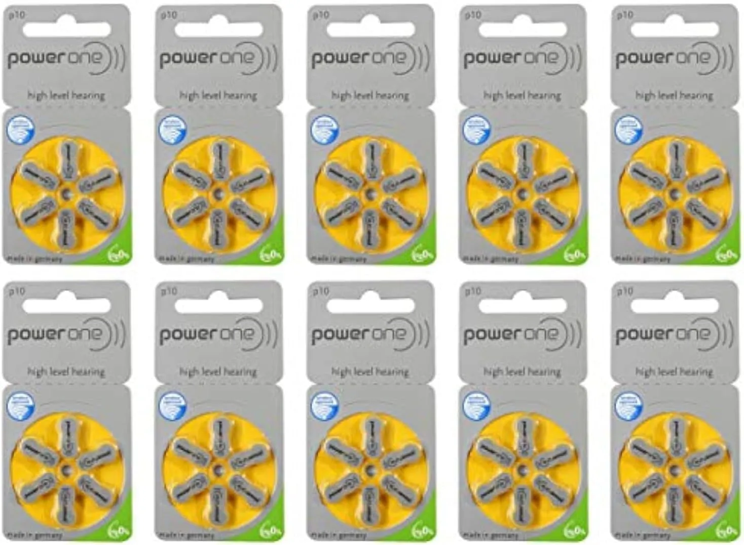 Power One Hearing Aid Battery Size 10 - Pack Of 60 Batteries
