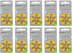 Power One Hearing Aid Battery Size 10 - Pack Of 60 Batteries