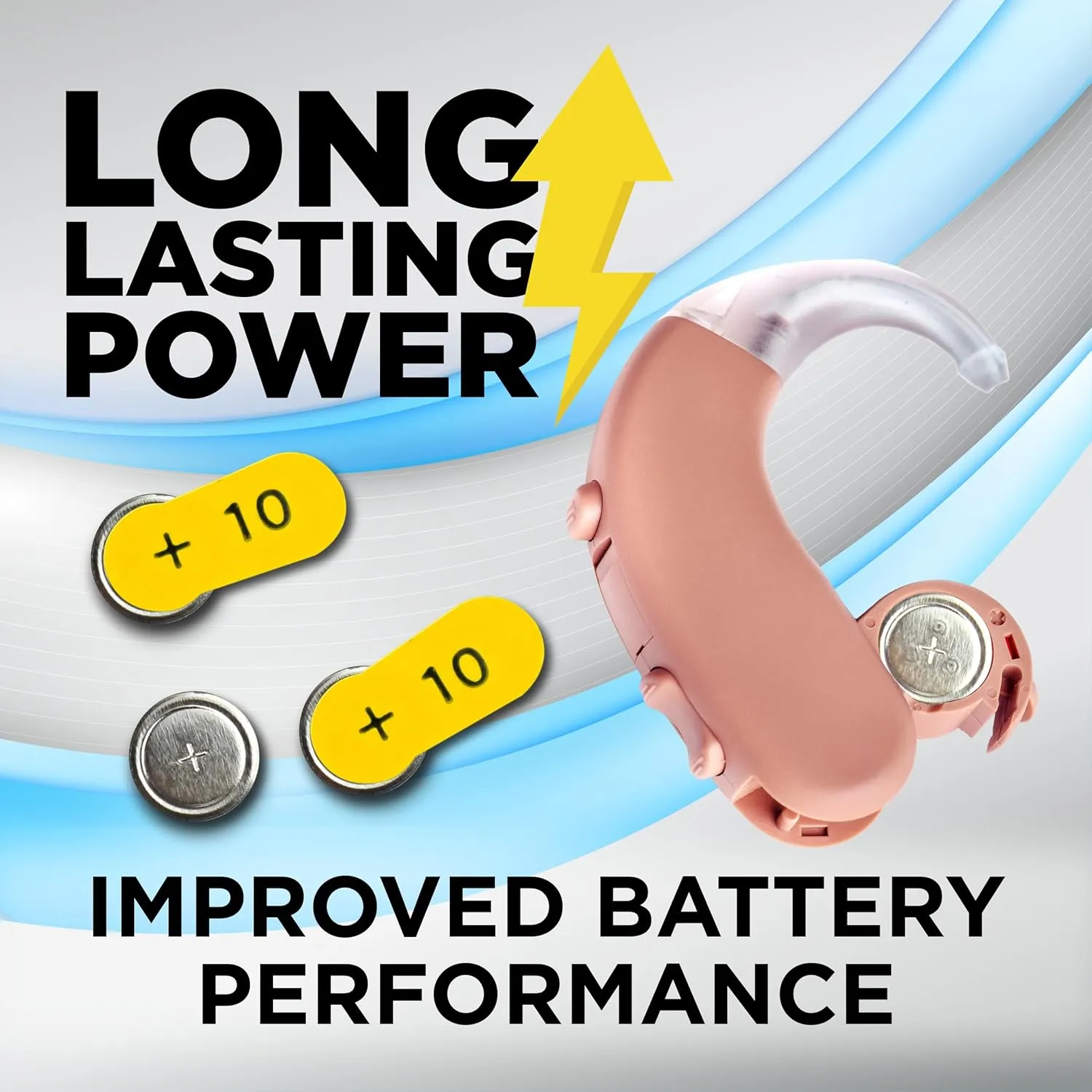 Powermax Size 10 Hearing Aid Batteries, 120 Count Long-Lasting Battery Pack, Yellow Long Tab for Easy Change