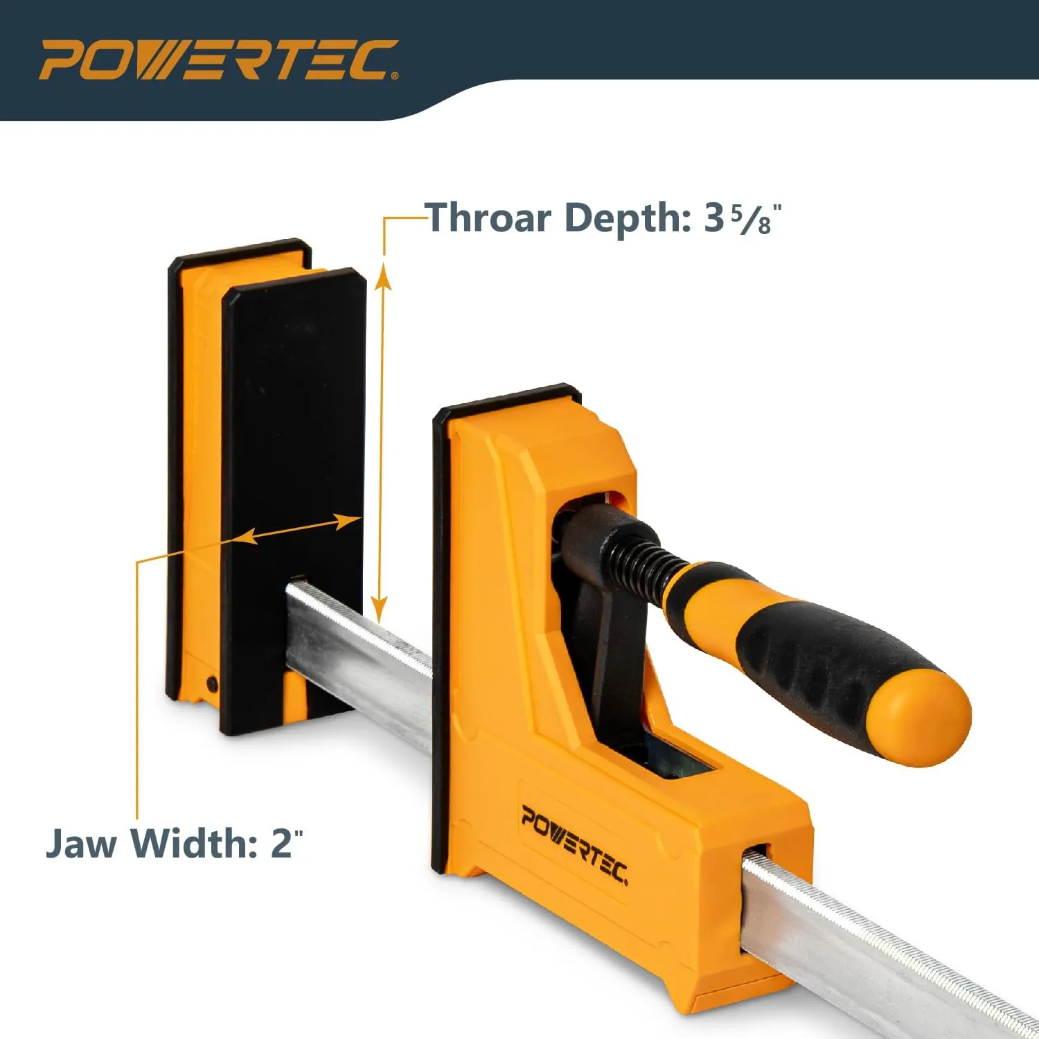 POWERTEC 71368V 24-Inch Woodworking Parallel Clamps | Jaw Bar Clamp Spreader Tool, 2PK