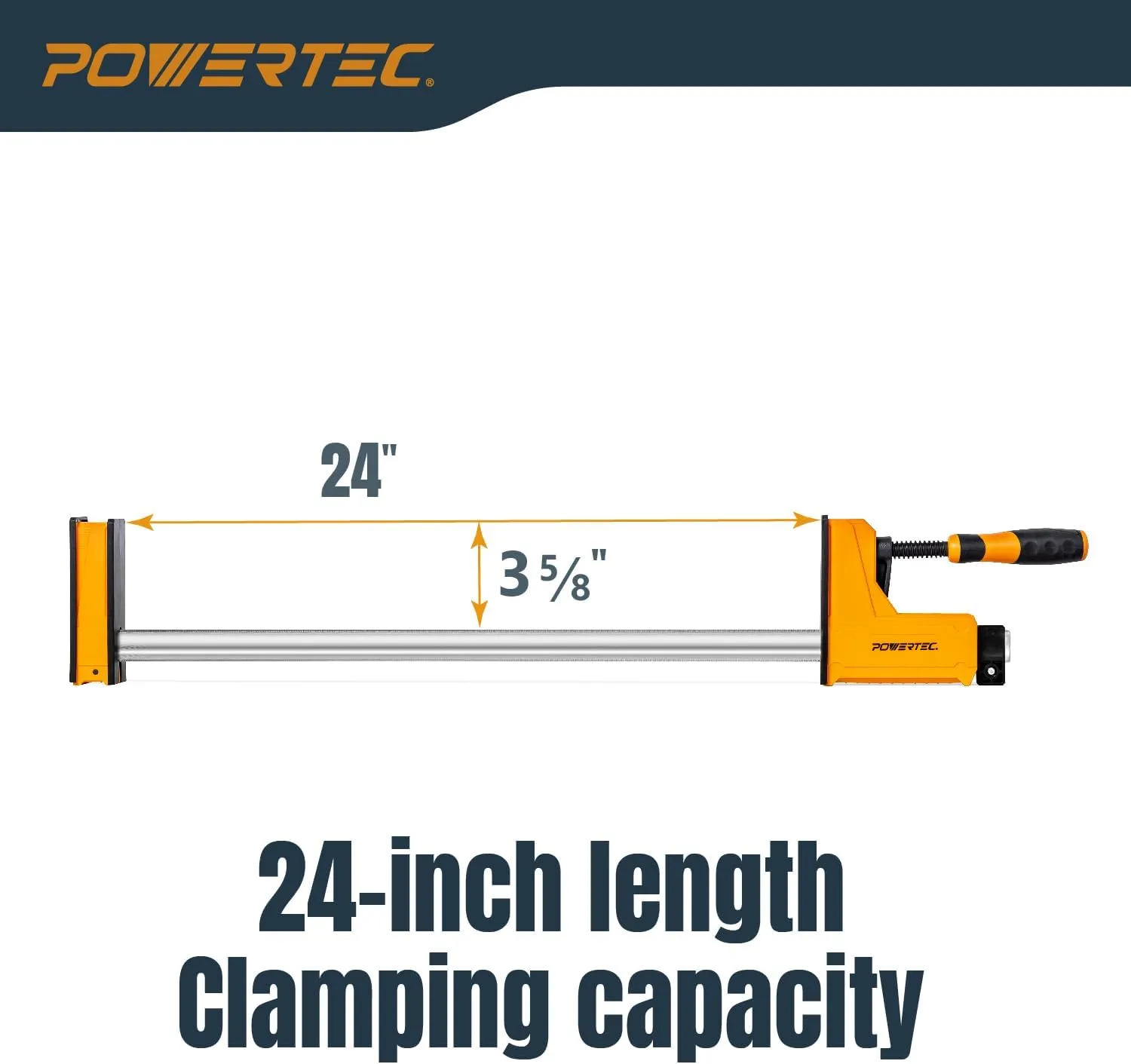 POWERTEC 71368V 24-Inch Woodworking Parallel Clamps | Jaw Bar Clamp Spreader Tool, 2PK