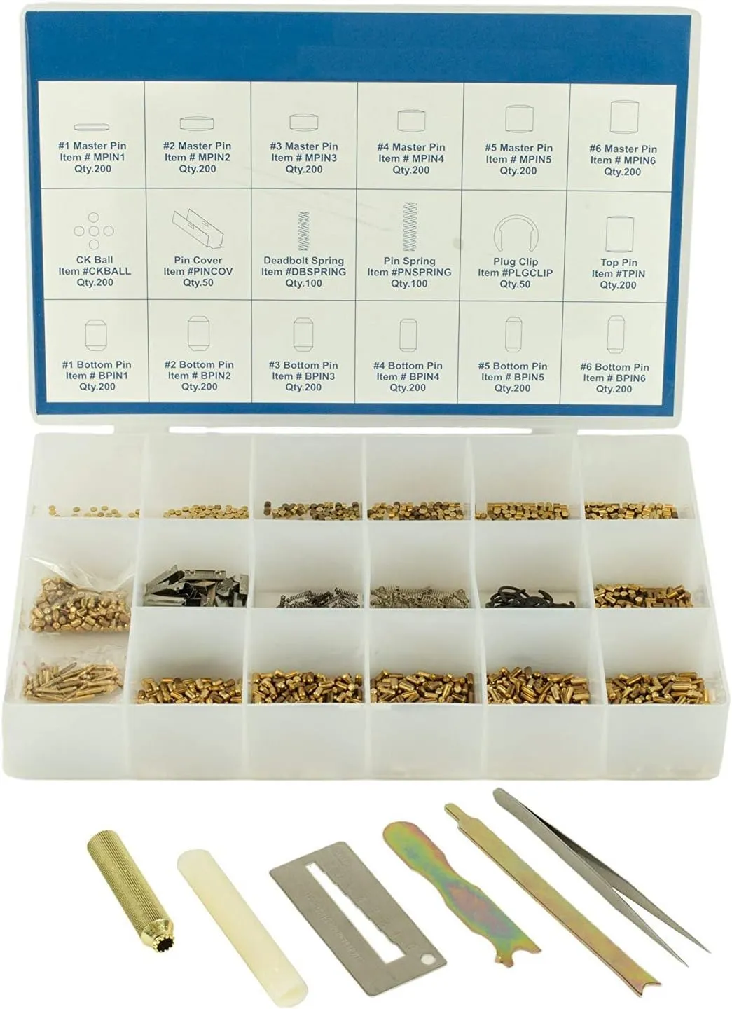 Premium Keyway Rekey Kit | Kwikset Compatible | 200 Pins Commercial Grade Locksmith Professional Kit | Complete Rekeying Kit Includes Custom Plastic Box, High Quality Components, & Tools