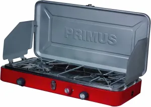 Primus Duo Portable 2-Burner Camping Stove | One Burner and Large Grill Grate | Great for Group Use | Piezo Ignition for Easy Start
