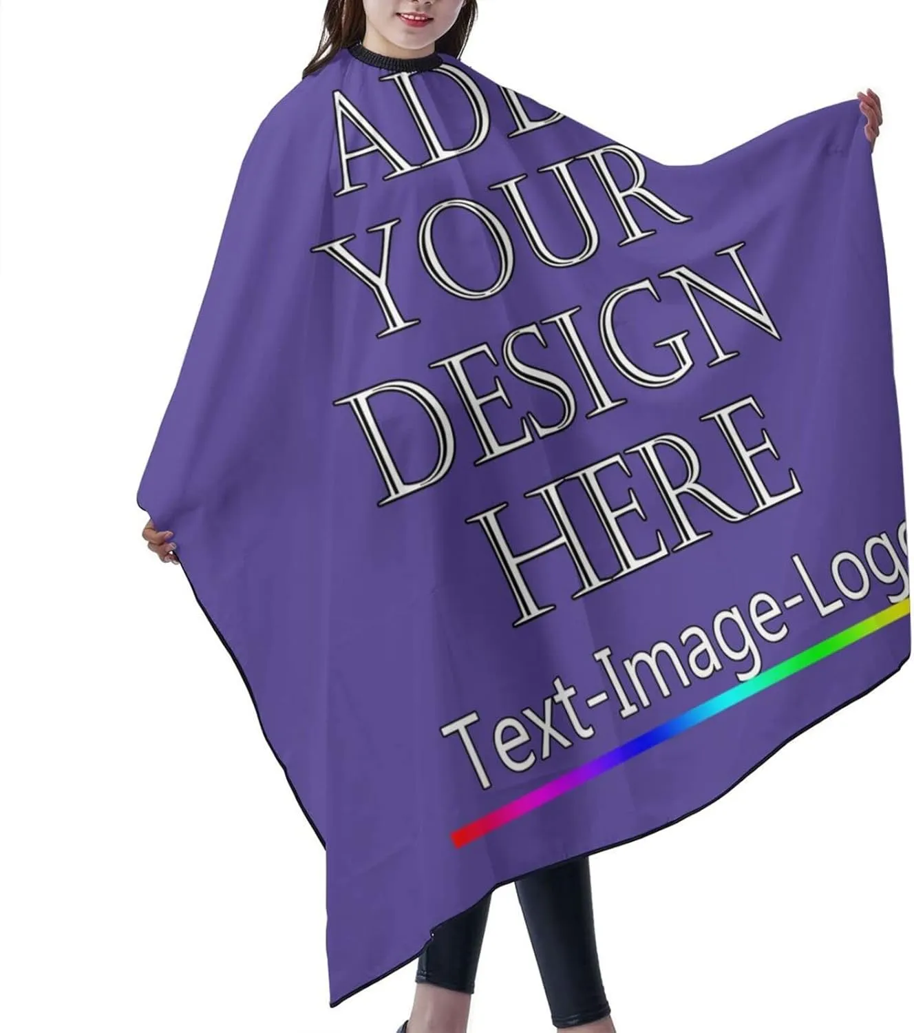 PrintOnDemand Custom Professional Barber Cape, Personalized Haircut Capes, Add Your Image Kit Hairdressing for Home