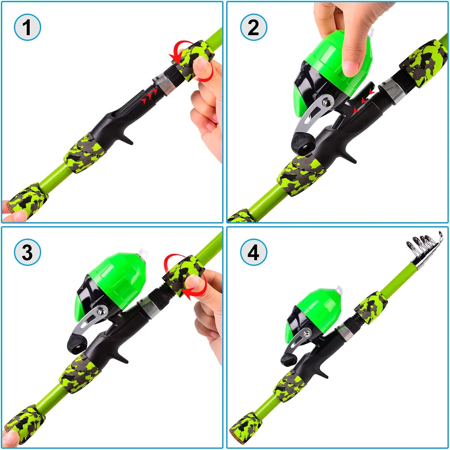 PROBEROS Kids Fishing Pole - Portable Telescopic Fishing Rod and Reel Combo Kit - Spincast Fishing Reel Casting Rods with Lures Lines Tackle Box and Bag for Boys Girls Youth Fishing