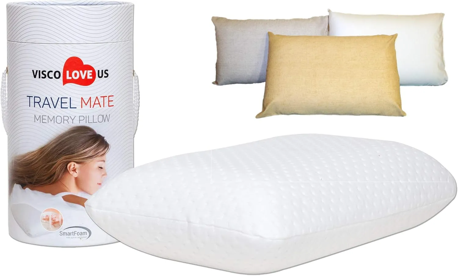 ProComf Travel and Camping Mate/Baby/Kid's/Teen's/Adult's Memory Foam Pillow (Snow White with Covers)