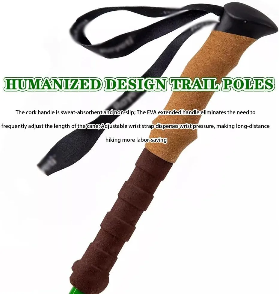 Professional Telescopic Trekking Poles, Ultra-Light Carbon   Aluminum Walking Sticks, with Cork Grip   EVA Extended Handle, for Men, Women