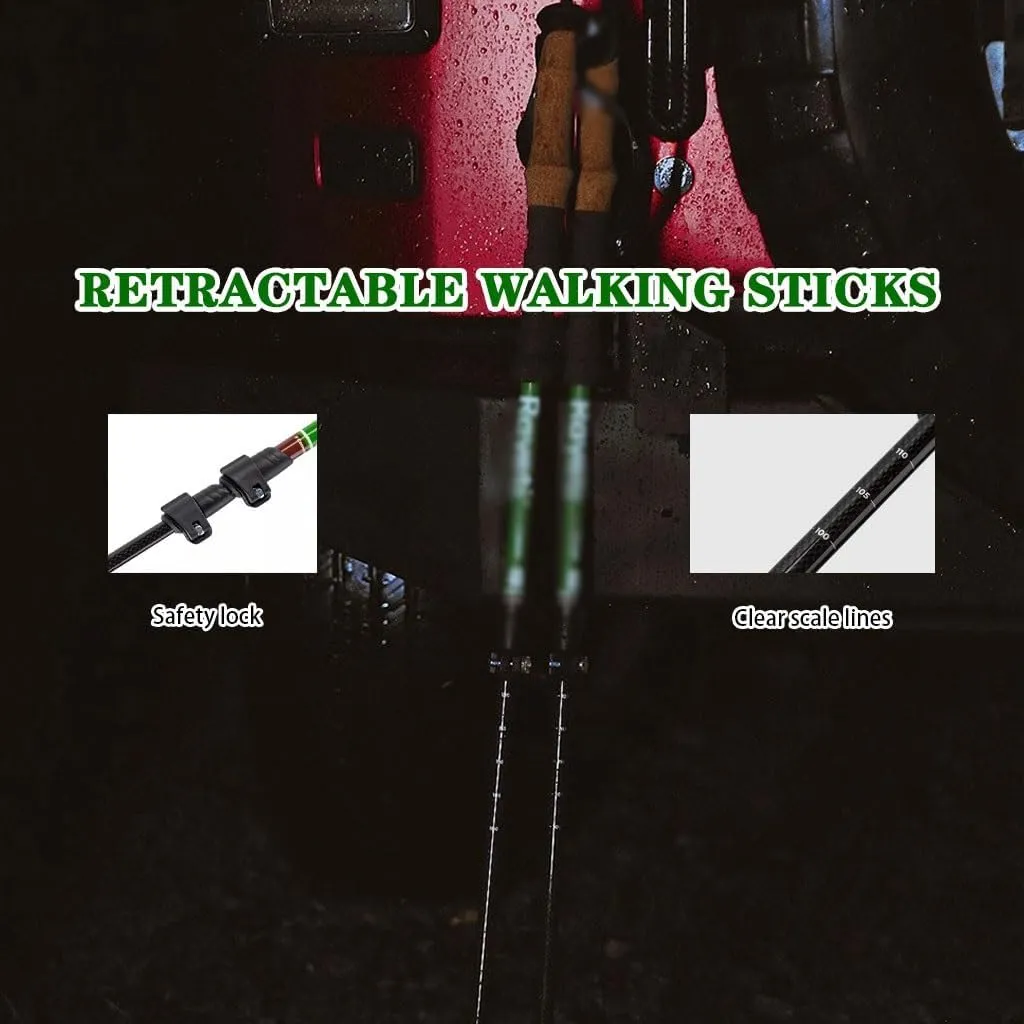 Professional Telescopic Trekking Poles, Ultra-Light Carbon   Aluminum Walking Sticks, with Cork Grip   EVA Extended Handle, for Men, Women