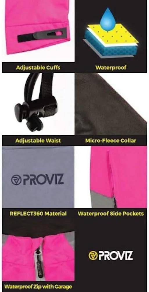 Proviz Women's Nightrider Reflective Waterproof Cycling Jacket Hi Visibility Breathable Cycling Coat