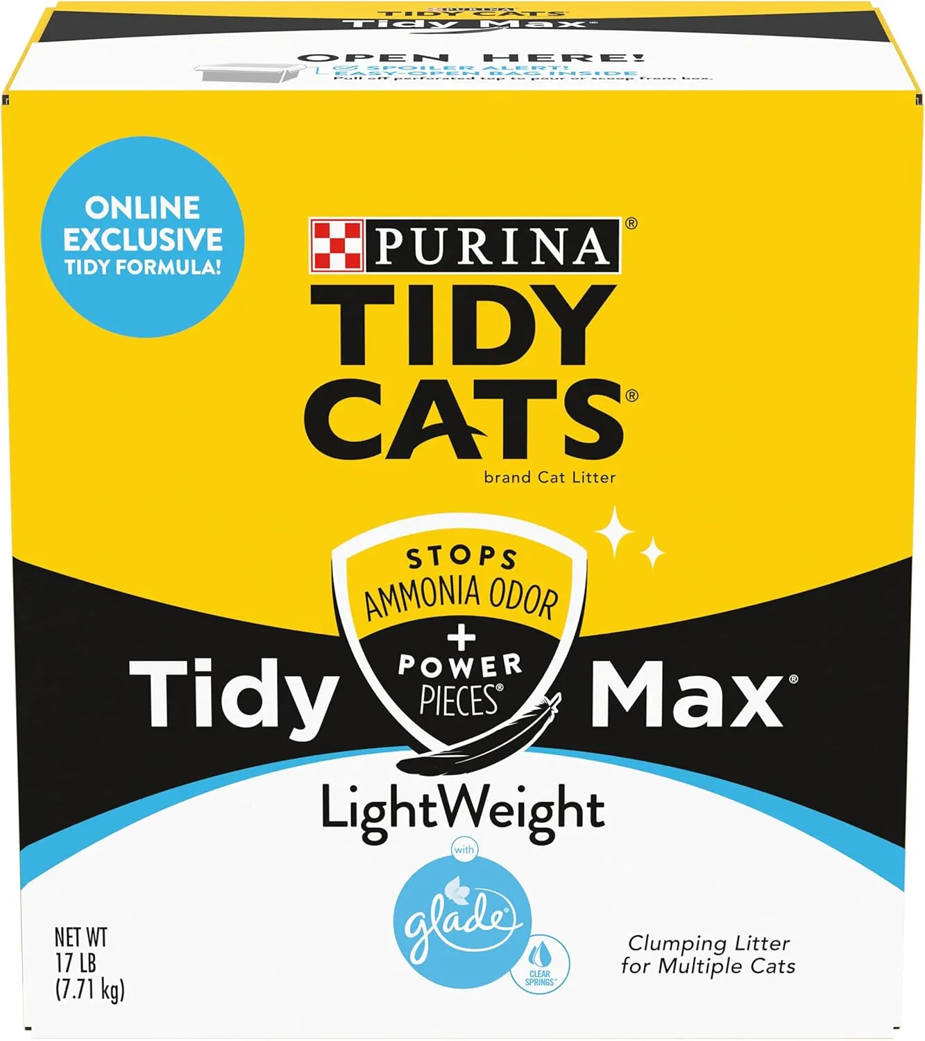 Purina Tidy Cats Clumping, Lightweight, Multi Cat Litter, Tidy Max Glade Clear Springs Formula - 17 lb. Box