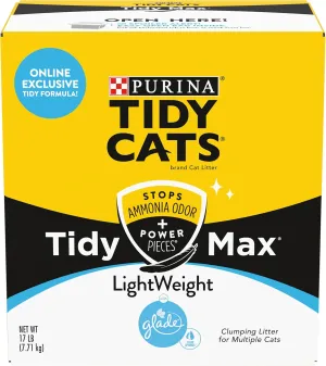 Purina Tidy Cats Clumping, Lightweight, Multi Cat Litter, Tidy Max Glade Clear Springs Formula - 17 lb. Box