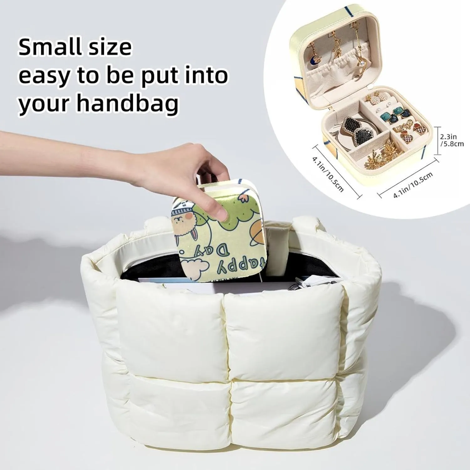 PVC Leather Jewelry Organizer Box Small Jewelry Boxes Travel Jewelry Case Accessories for Women Girls, Portable Jewelry Storage Holder for Rings Earrings,(Cosmic Alpaca)