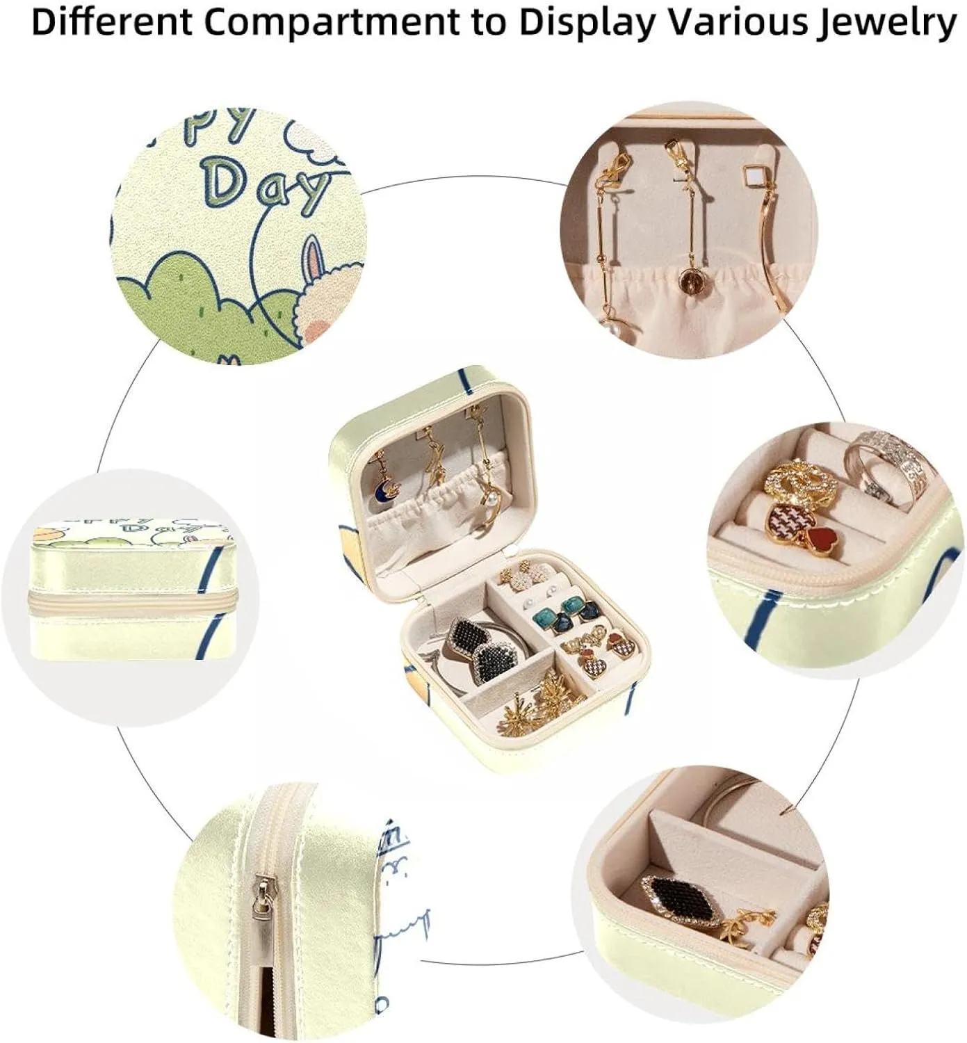 PVC Leather Jewelry Organizer Box Small Jewelry Boxes Travel Jewelry Case Accessories for Women Girls, Portable Jewelry Storage Holder for Rings Earrings,(Cosmic Alpaca)