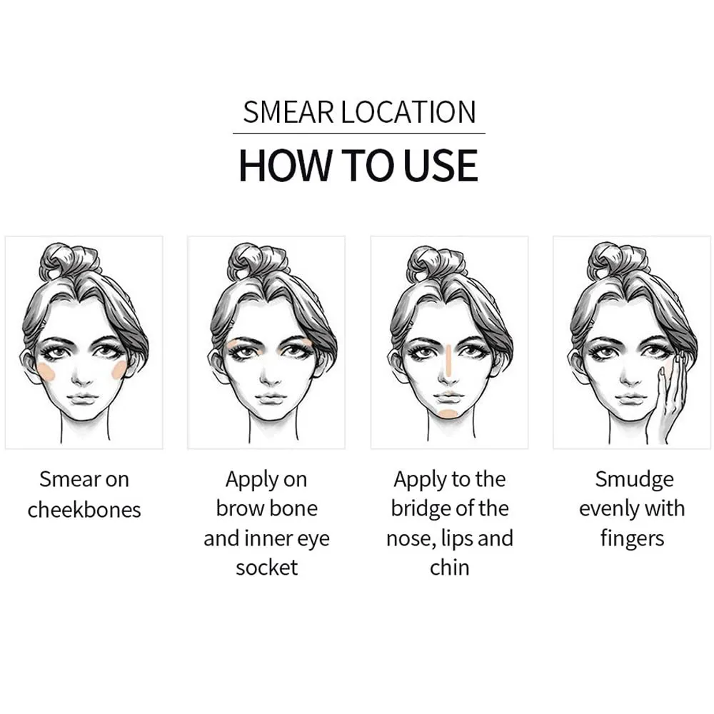 QiBest Highlighter Stick Soft Mist Highlighter Stereo Brightening and Contouring Stick Shadow Contour Concealer Palette Long Wear Cosmetics Makeup Women Gifts Professional (D)
