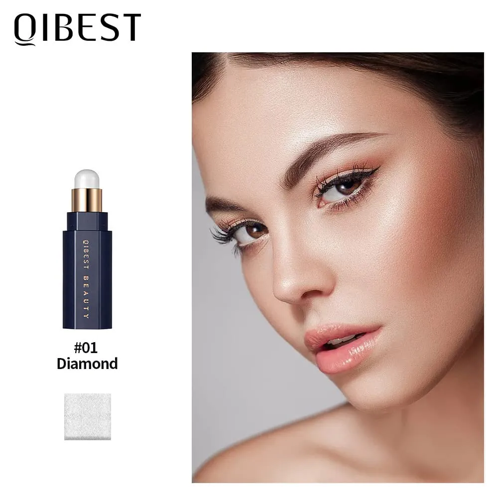 QiBest Highlighter Stick Soft Mist Highlighter Stereo Brightening and Contouring Stick Shadow Contour Concealer Palette Long Wear Cosmetics Makeup Women Gifts Professional (D)