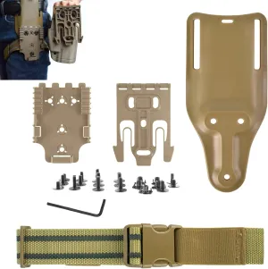 QLS Quick Locking System Kit with Fork & Duty Receiver Plate with Thigh Straps, Mid-Ride Universal Belt Loop Platform, Quick Draw Holsters