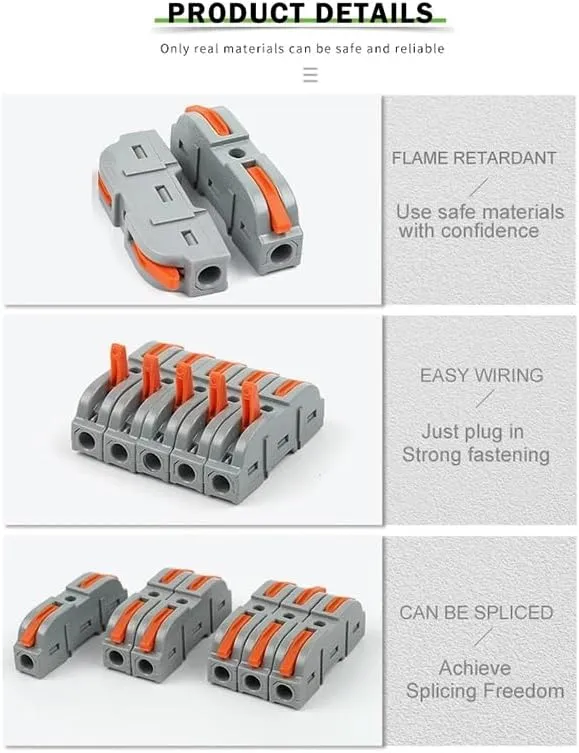 Quick Splicing Multiplex Butt Wire Connector Compact Electrical Cable Terminal Block Home Wiring Connectors Junction Box(100PCS Bag)