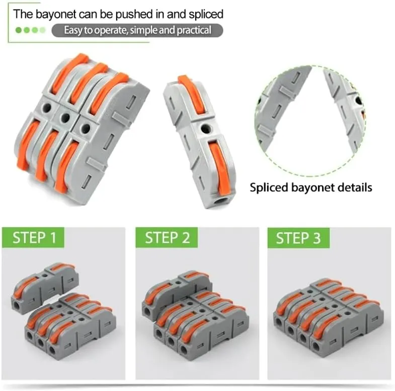 Quick Splicing Multiplex Butt Wire Connector Compact Electrical Cable Terminal Block Home Wiring Connectors Junction Box(100PCS Bag)