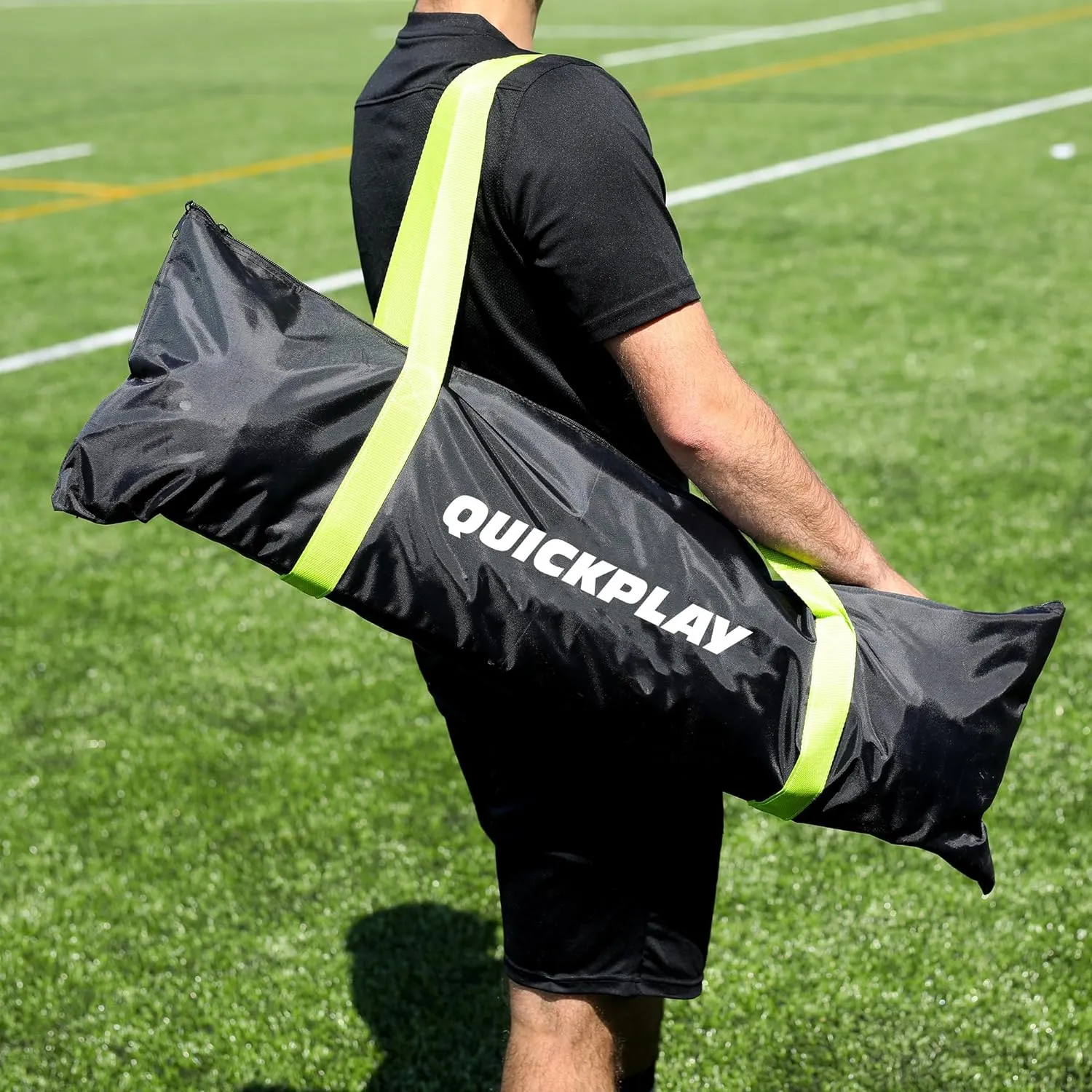 QUICKPLAY Kickster Elite Portable Soccer Goal | Integrated Weighted Base for Training on Turf, Hard Floors or Grass | Sizes 5x3', 6x4', 12x6', 16x7', & 3x2M [Single Goal]