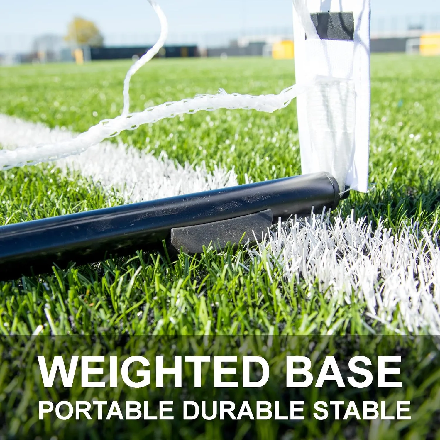 QUICKPLAY Kickster Elite Portable Soccer Goal | Integrated Weighted Base for Training on Turf, Hard Floors or Grass | Sizes 5x3', 6x4', 12x6', 16x7', & 3x2M [Single Goal]