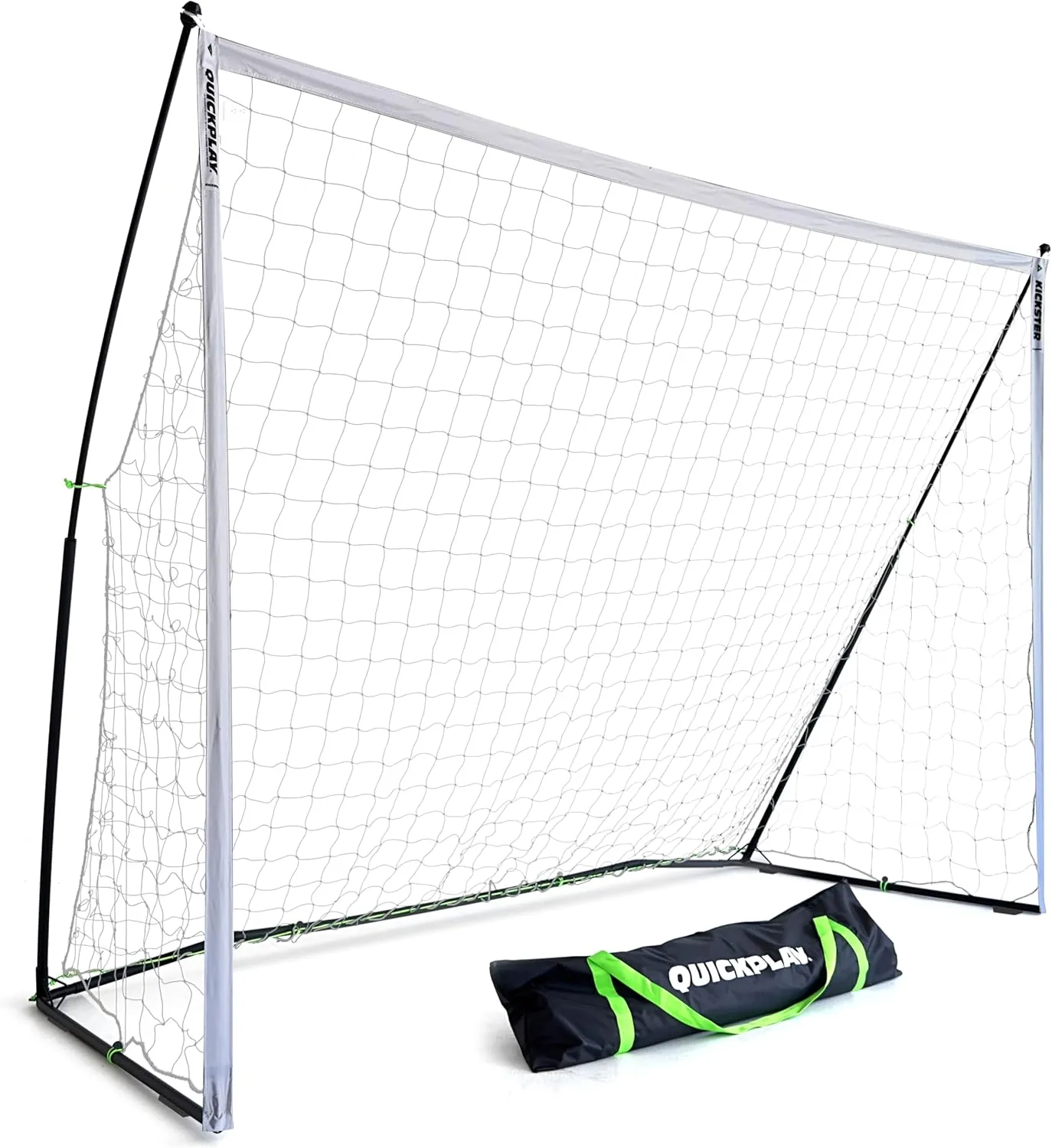 QUICKPLAY Kickster Elite Portable Soccer Goal | Integrated Weighted Base for Training on Turf, Hard Floors or Grass | Sizes 5x3', 6x4', 12x6', 16x7', & 3x2M [Single Goal]